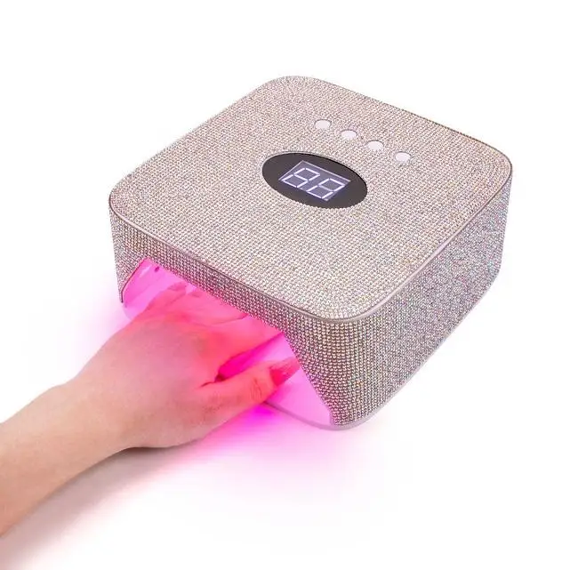 

2022 Bling Rhinestones Cordless Gel Dryer Machine Lampe Led Pour Nails Art Uv Diamond 48W Rechargeable Lamp