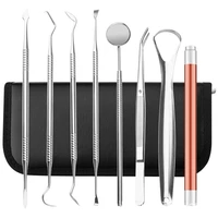 8pcsset stainless steel dental tools kit teeth tartar scraper mouth mirror dentists pick tool teeth scaler for teeth kit