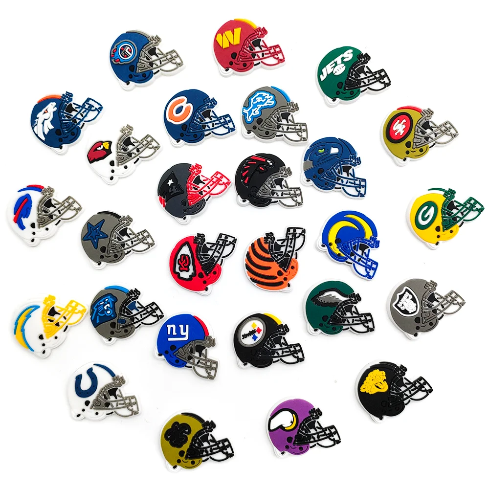 

Football Rugby Pattern Sport Shoe Croc Charms For Clogs Sandals Decoration Helmet Shoe Accessories Charms Jibz Boys Teens Gifts