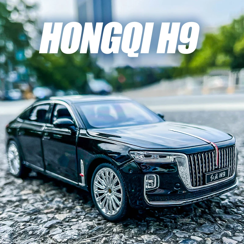 1:24 HongQi H9 Luxury Car Alloy Diecasts & Toy Vehicles Metal Toy Car Model Sound And Light Pull Back Collection Kids Toy