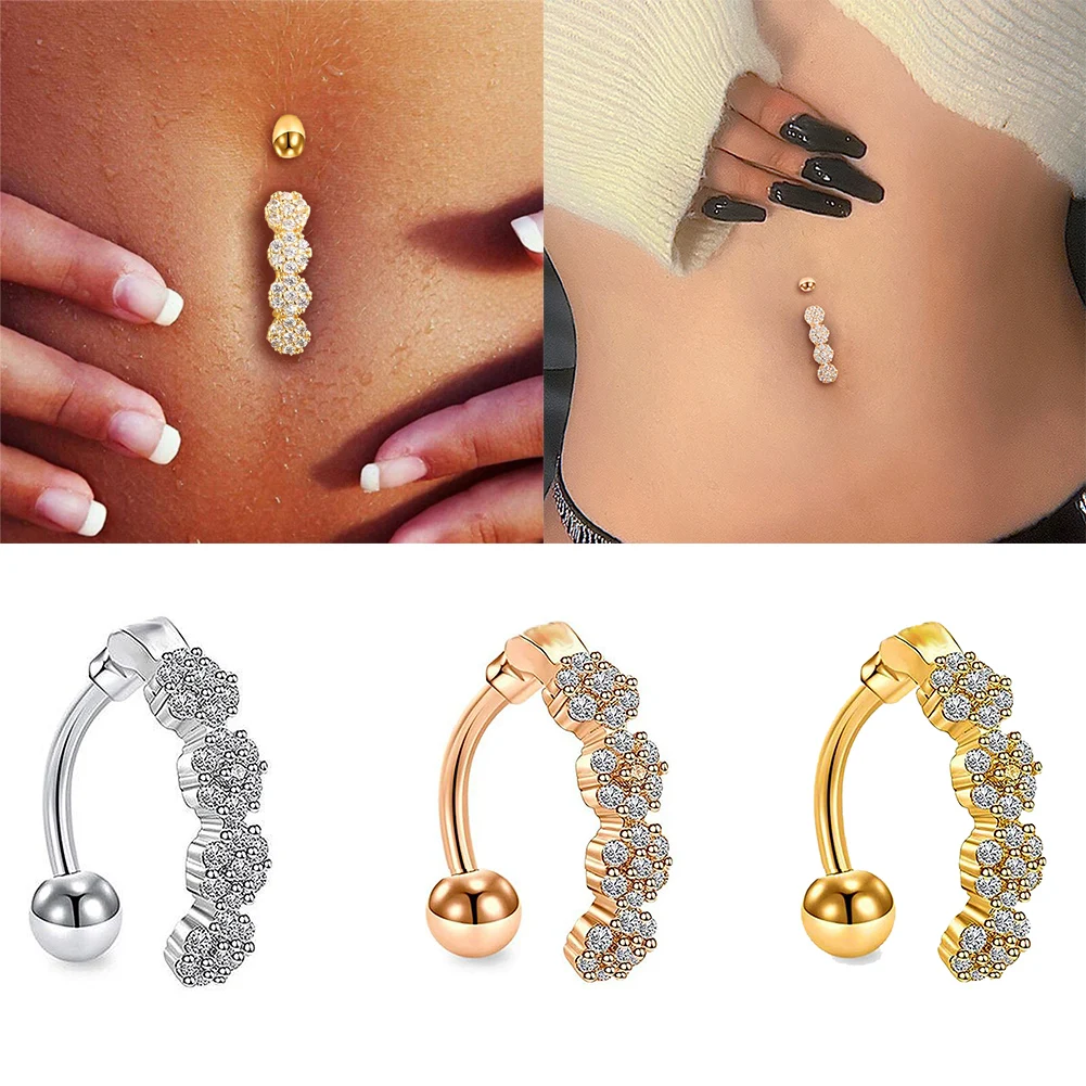 

Crystal Belly Button Rings Navel Ring Zircon Drop Dangle Body Belly Piercing Jewelry for Women Beach Belly Navel Rings