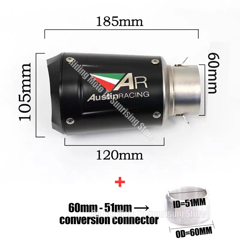 Универсальный 51 мм 60 AR мотоциклетный глушитель Escape для Kawasaki Yamaha Honda Ktm Bmw ETC