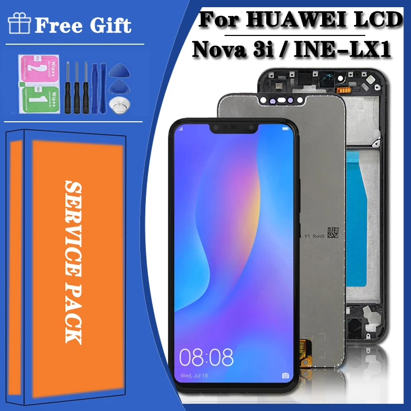 Оригинальный сенсорный экран для Huawei Nova 3i LCD 6,3 дюймов, детали для замены ЖК-дисплея P Smart Plus 2018