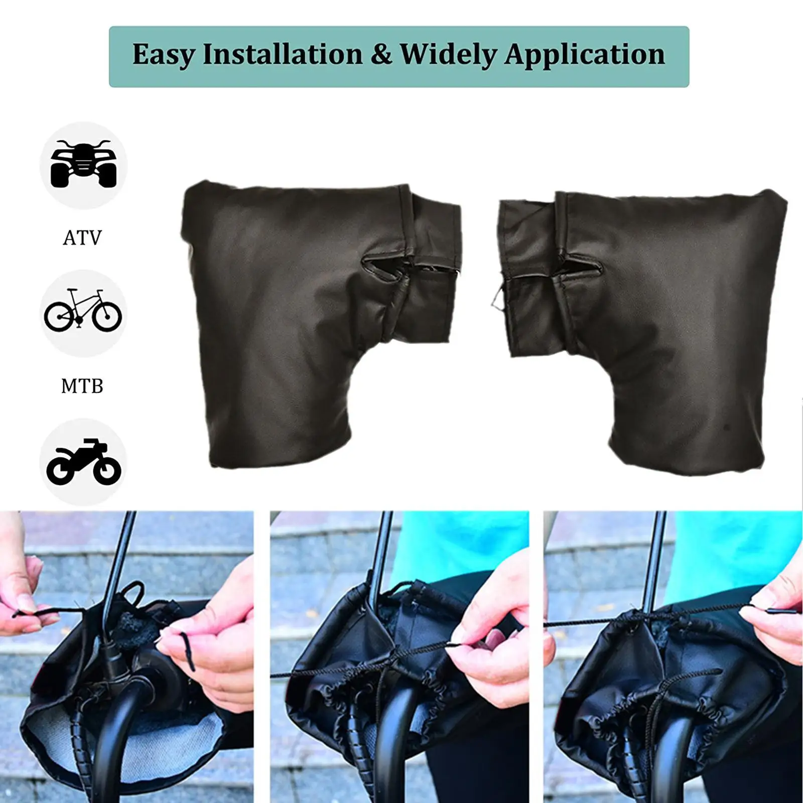 

Motorcycle Scooter Thick Warm Handlebar Muff Grip Handle Bar Muff Rainproof Windproof Motorcycle Bicycle Handle Thickened Gloves