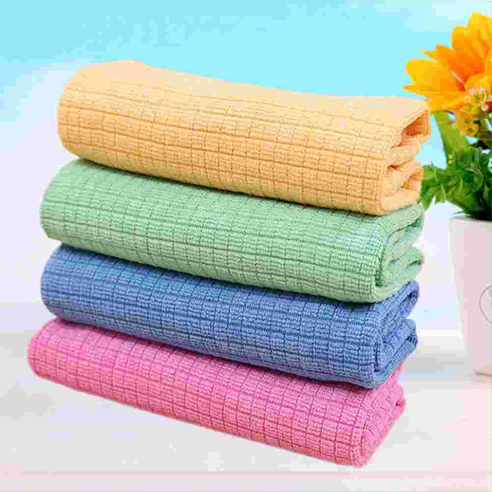 

4 Pcs Lint-free Dishcloth Dishrag Microfiber Towel Household Solid Color Towels Cleaning products for home