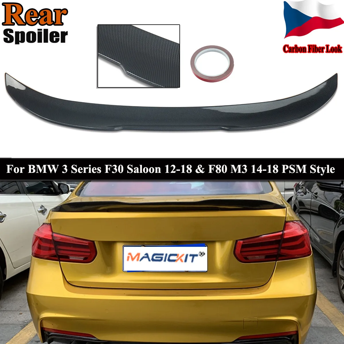 

Для BMW 3 серии F30 M3 F80 PSM стильный задний спойлер для багажника бампер из углеродного волокна губы крыло 320i 318d 316d 328i 335i 2014-2018