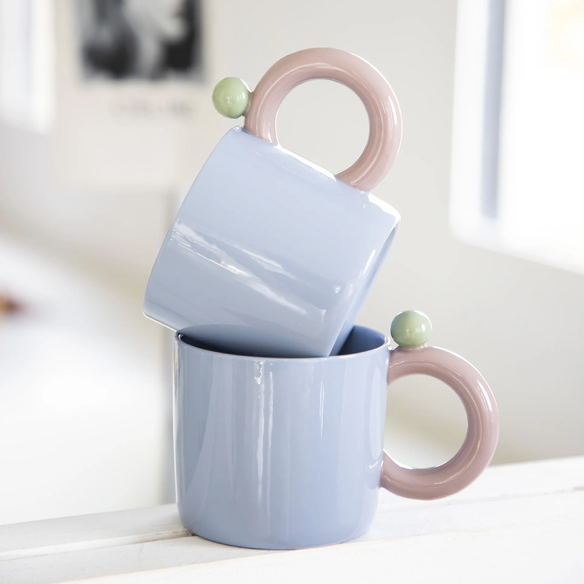 

Creative ceramic cup color matching mug home office coffee cup
