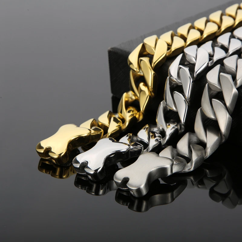 Fongten 31mm Width Men's Heavy Cuban Chain Bracelets Brushed Shiny Stainless Steel Chunky Bracelet For Men Classic Jewelry