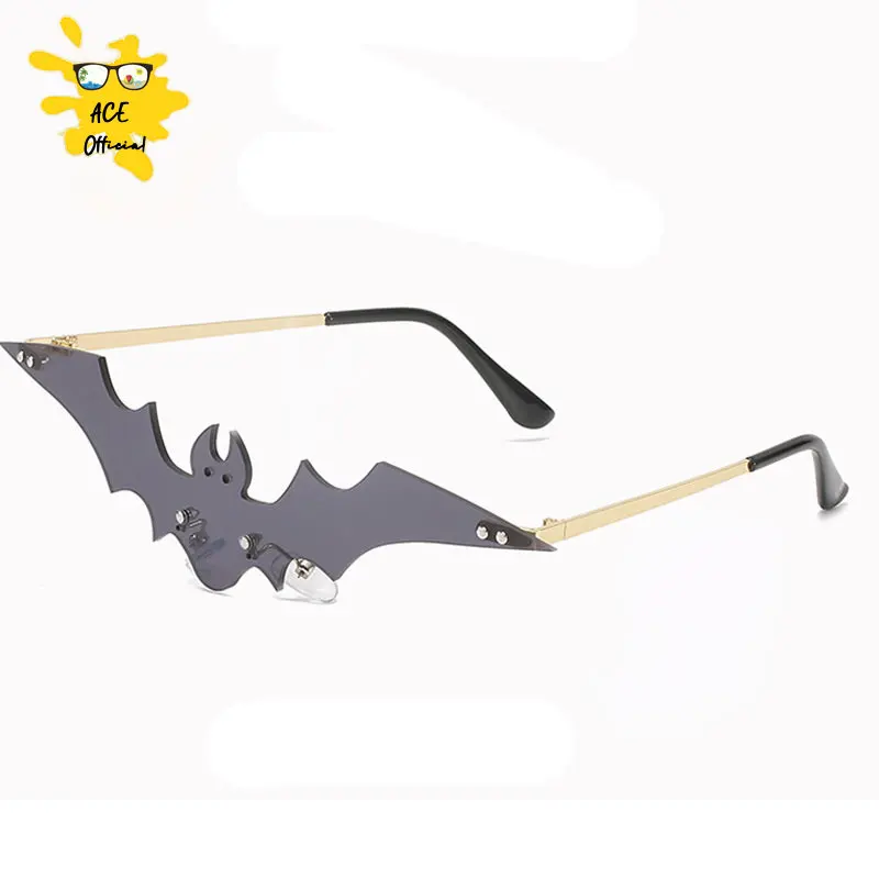 

1PC Unisex Fashion Bat Shape Sunglasses Rimless Retro True Film Sun Glasses UV400 Trend Narrow Eyewear Streetwear Accessories