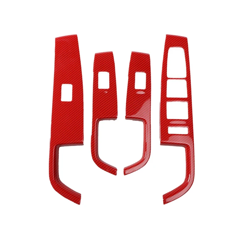 

For Hyundai Sonata 2015-2019 Red Carbon Fiber Window Lift Switch Button Panel Cover Interior Door Armrest Trim