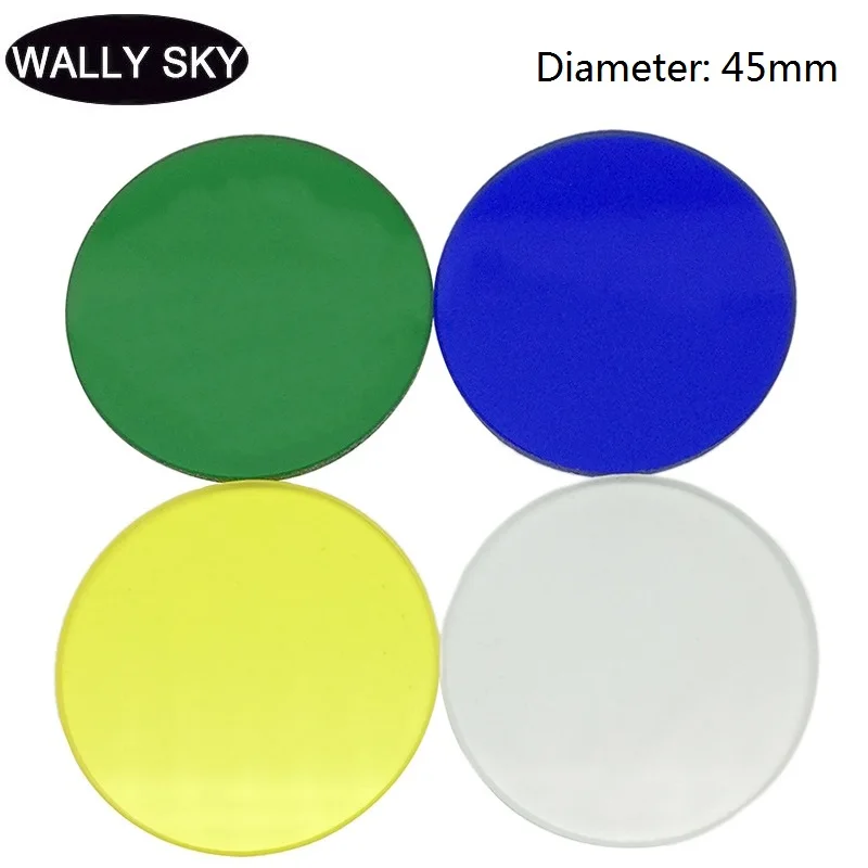 45mm Microscope Filter Green Blue Yellow White Transparent Optical Glass for Biological Microscopes Accessories Diameter 45mm