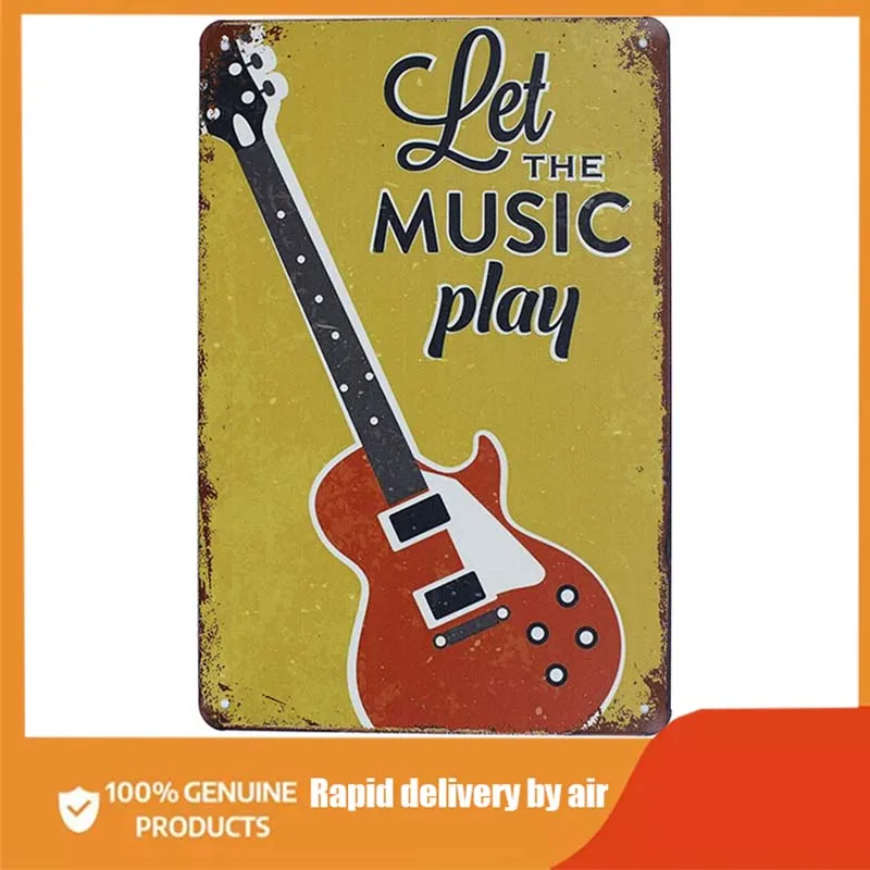 

Let The Music Play Guitar Metal Tin Sign Wall Decor room decoration men outdoor decor wall decor vintage