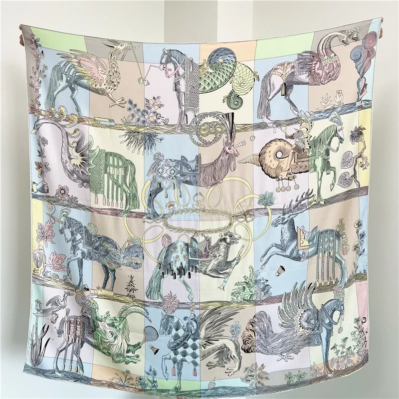 

Mythical Beast Print Women Winter Blanket Scarf Shawl 2022 Ladies Luxury Large Square Wool Scarves Wraps Shawl Cape 135*135cm