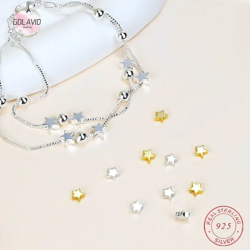 925 Sterling Silver Pentagram Beads Spacer Beads Jewelry Findings Silver Star Bead For Bracelet&Necklace Jewelry Making DIY