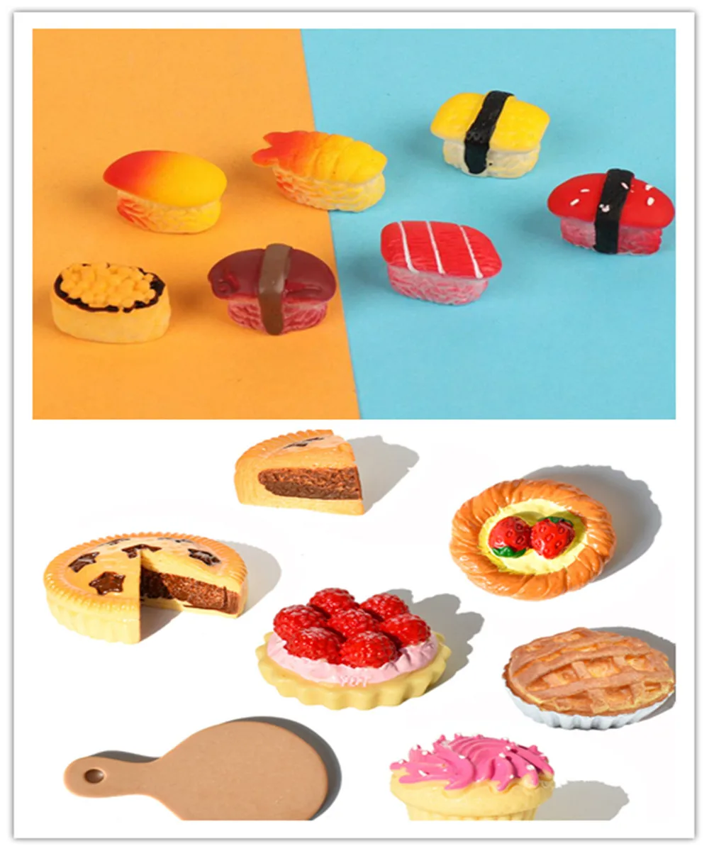 

Flat Back Resin Simulation Food Bread Cake Pizza Sushi Pudding DIY Scrapbooking Dollhouse Miniature Decoration Craft