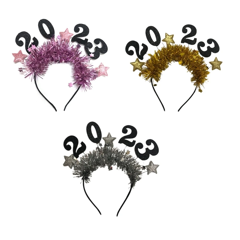 

Glitter 2023 New Year Number Shape Headband Festival Performance Hair Hoop
