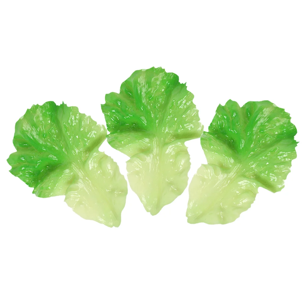 

3 Pcs Vegetables Photography Prop Restaurant Lettuce Leaf Props Green Simulation Leaves Pvc Decorative Model Artificial Decors