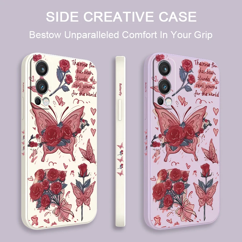 Чехол Red Love Heart Butterfly Rose Flowers для OnePlus Nord 2 3 N20 8T 8 9 Pro ACE 2V Противоударный мягкий