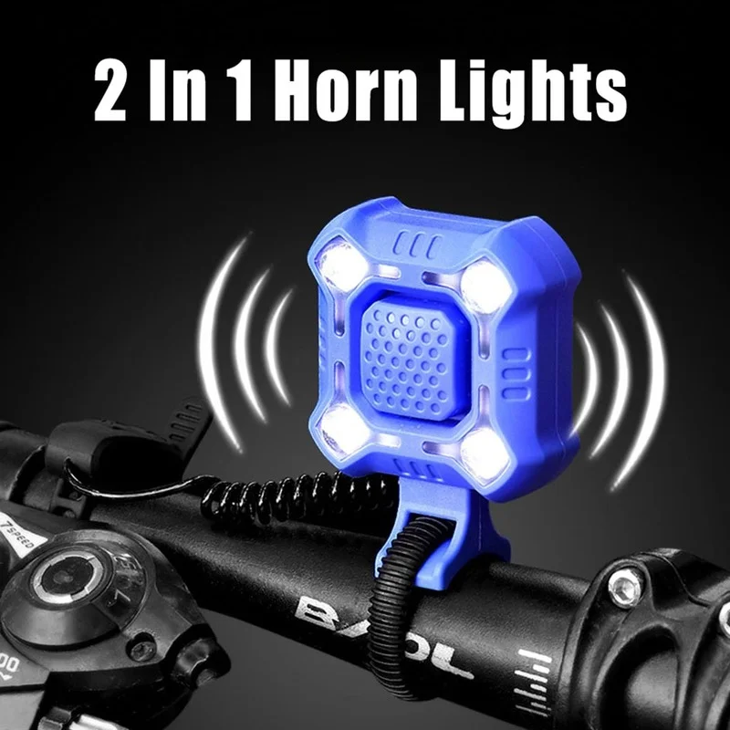 

Bicycle Horn Headlights Waterproof USB Charging Night Riding Strong Bike Light 140dB 6 Volume Security Alarm Bike Bell