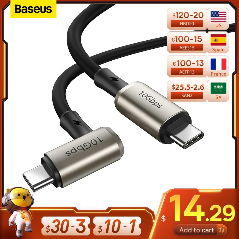 

Baseus PD 100W USB C to USB Type C Cable for MacBook iPad Pro Fast Charge Quick Charge 4.0 Type C 3.1 HDMI-compatible Cable