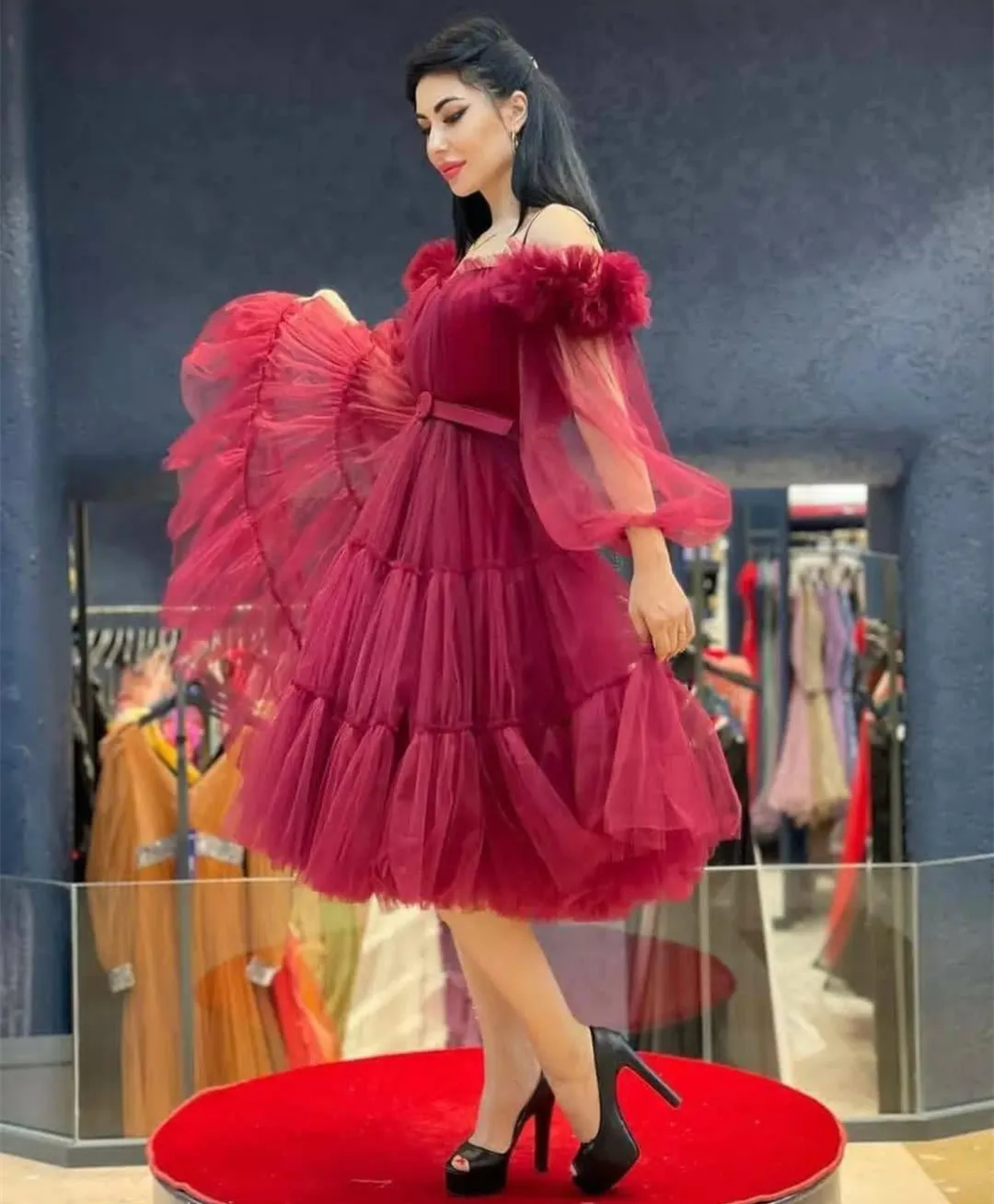 

Женское винтажное вечернее платье, длинное Плиссированное атласное платье-Русалка с рукавами и молнией на спине, платье для вечерние