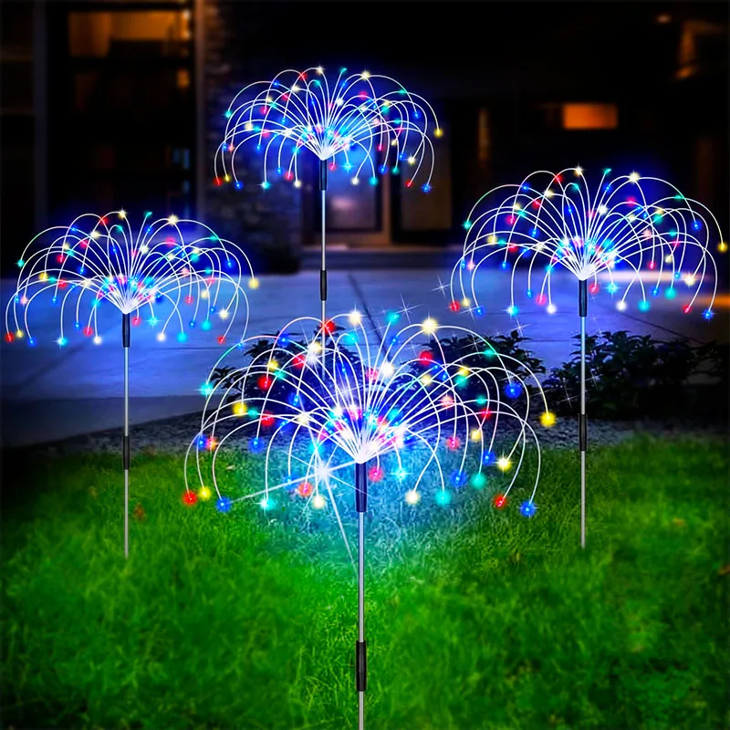 Solar Light Firework String Light Globe Dandelion Lamp For Garden Lawn Landscape Lamp Holiday Light Outdoor Patio Pathway Decor