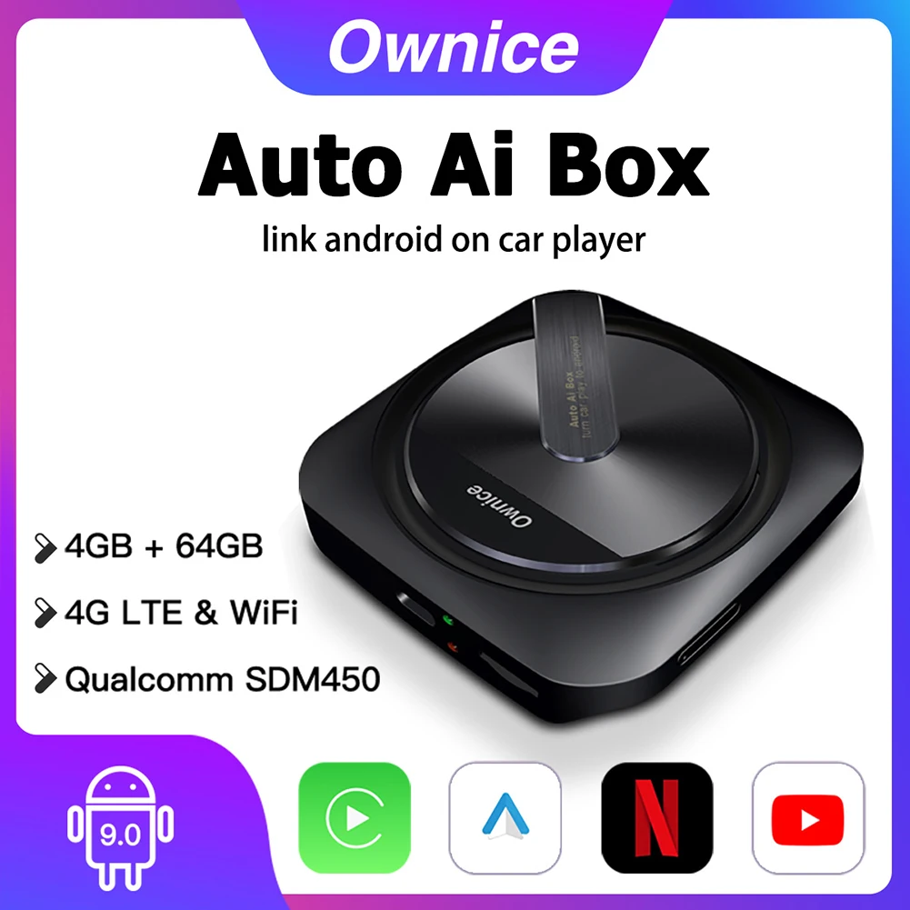 

1Pcs Car Multimedia Carplay Adapter Vehicle Machine Control Box Dual OS Wireless Auto Converter Plug And Play