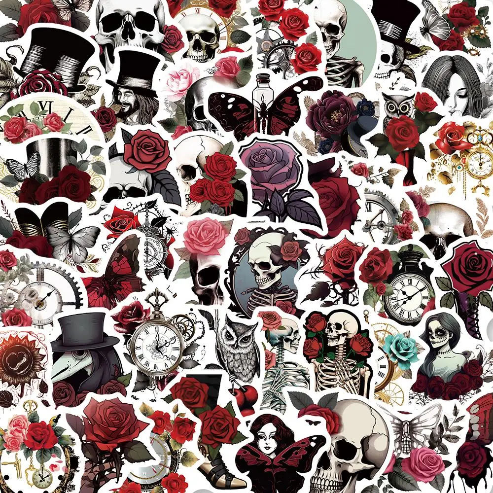 

10/50PC Rose Steampunk Stickers For Scrapbook Stationery Laptop Scrapbooking Material Craft Supplies Aesthetic Sticker