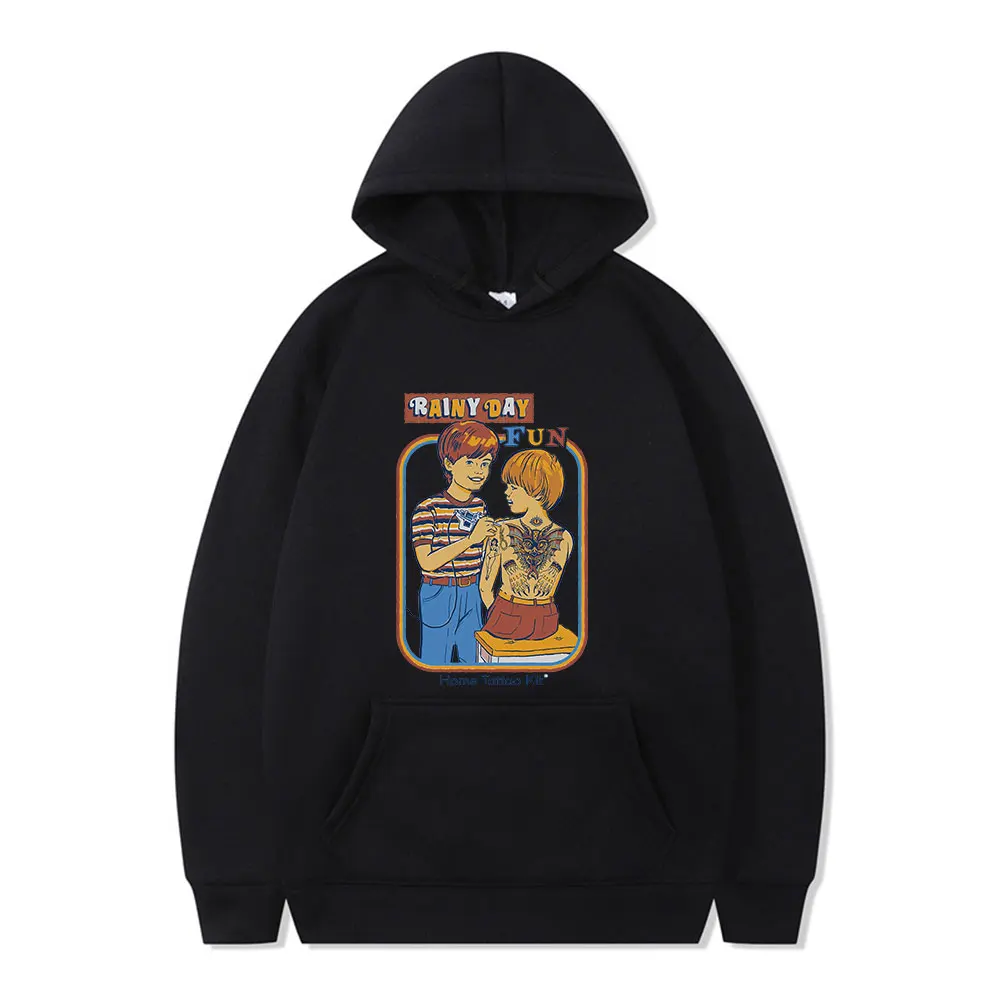 

Модное классическое худи с длинным рукавом и принтом татуировок