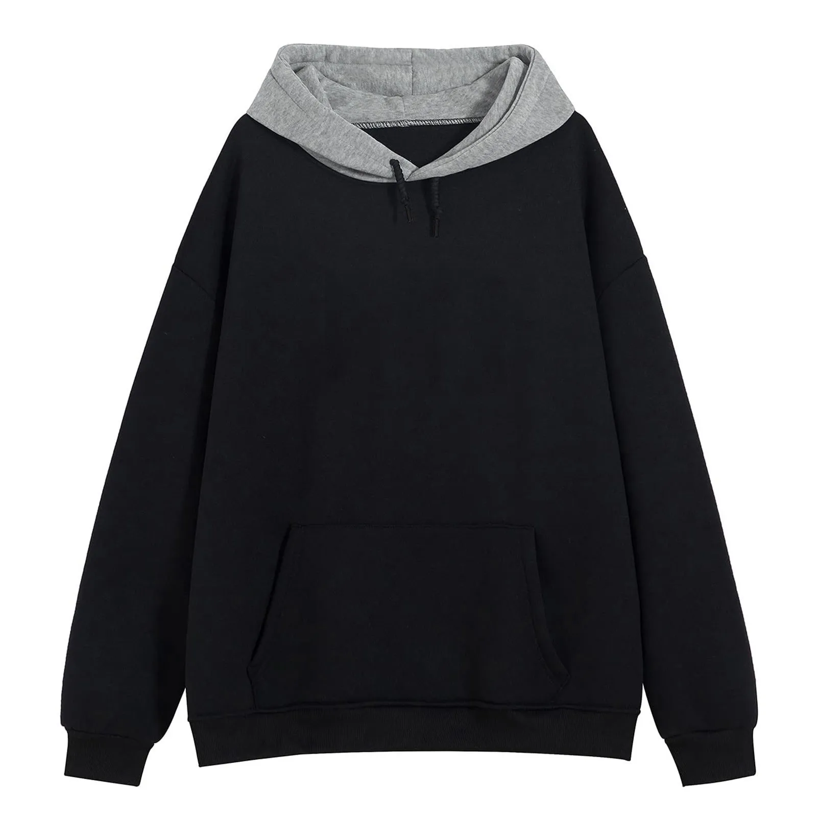 

Womens Casual Solid Long Sleeve Hooded Splice Pocket Sweatshirt Loose Tops Long Sleeve Scoop Neck Womens Full Zip Sweatshirt