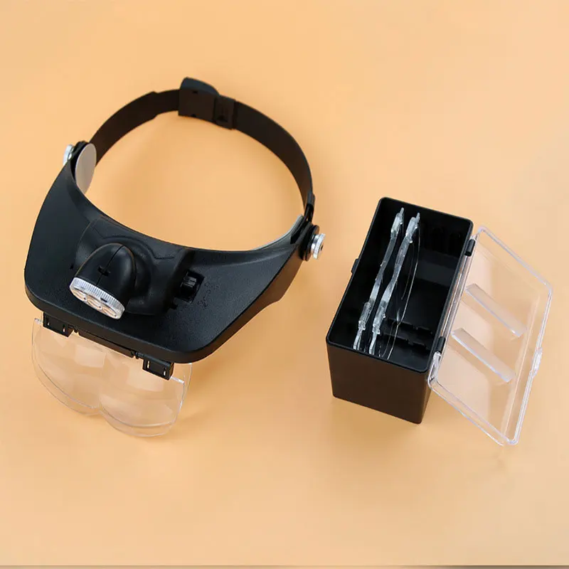 

1.2x 1.8x 2.5x 3.5x Optical Head Wearing Magnifying Glass With LED Lights Headband Glasses Reading Magnifier Watch Repair Loupe