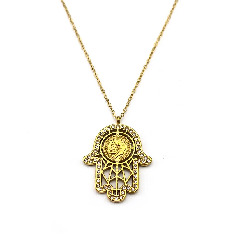 Ожерелье С Подвеской В Виде Руки Hamasa Fatima Унисекс Золотого Цвета Цепочка Из