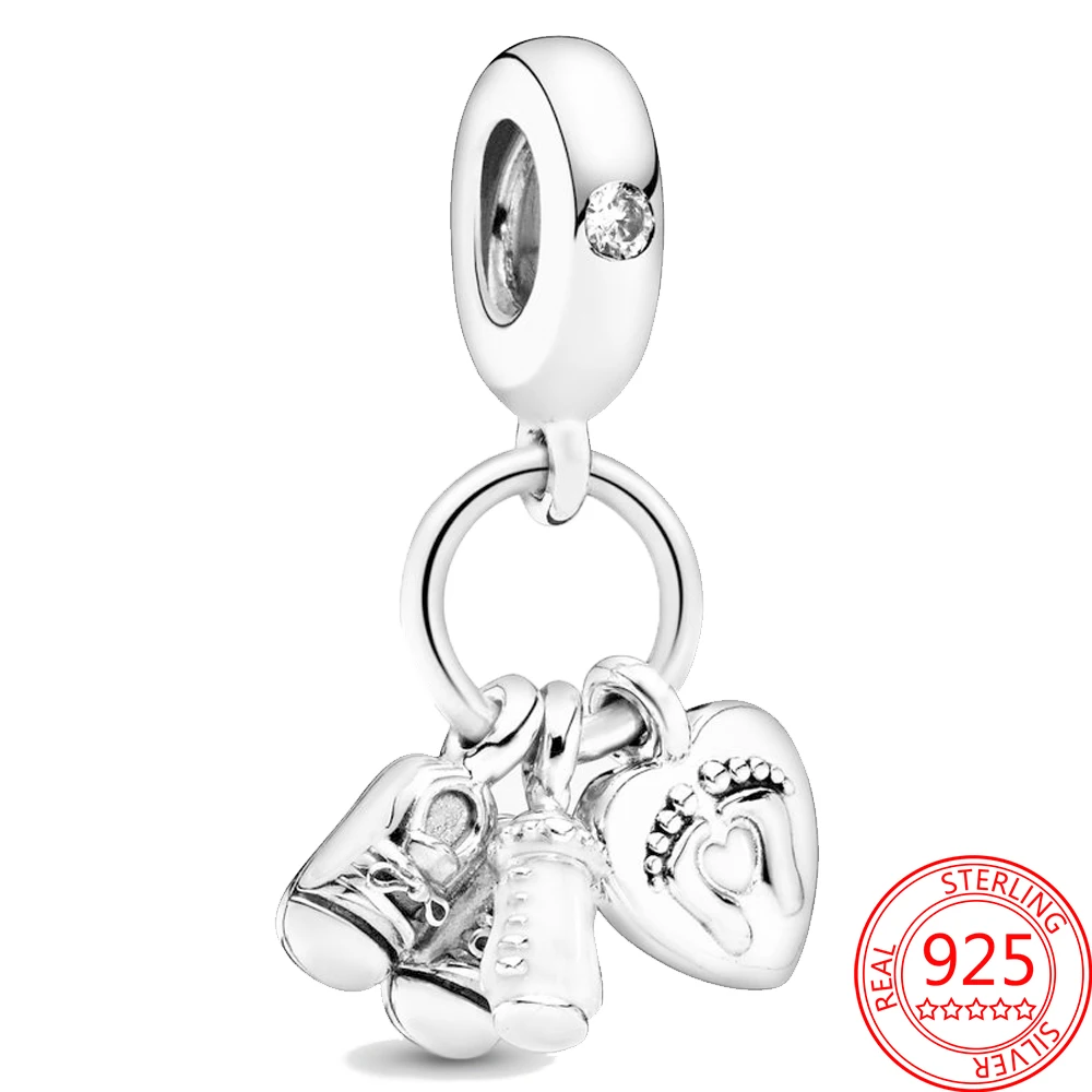 hot sale 925 sterling silver baby bottle shoe spot striped bead charm fit original brand bracelet diy gift pendant free global shipping