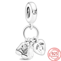 Hot Sale 925 Sterling Silver Baby Bottle Shoe Spot Striped Bead Charm Fit Original Brand Bracelet DIY Gift Pendant