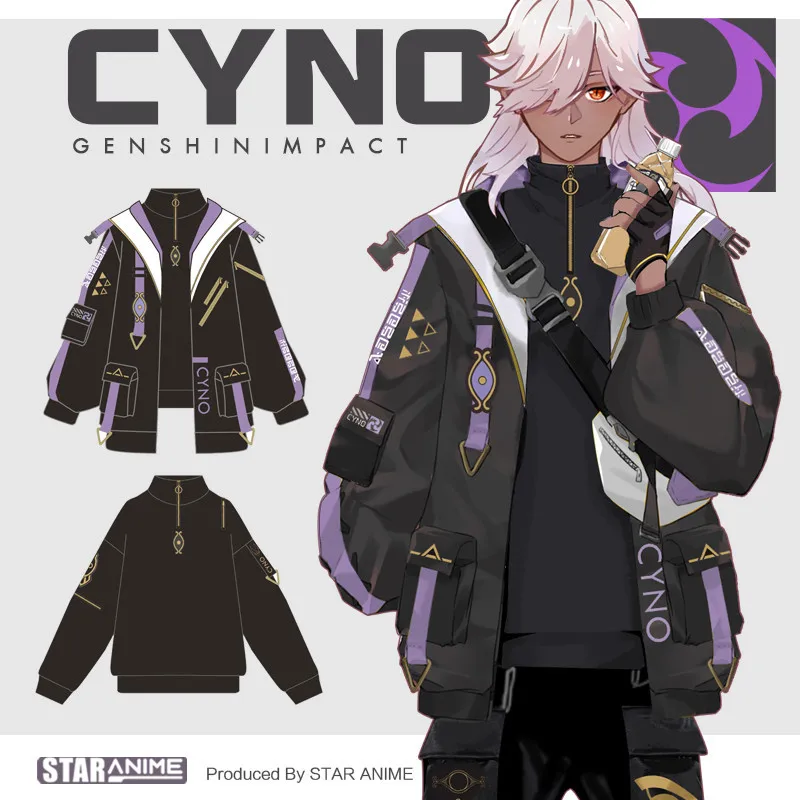 

Аниме игра Genshin Impact Cyno модное пальто с капюшоном для косплея Harajuku Повседневная Толстовка на весну осень унисекс Свободные толстовки штаны