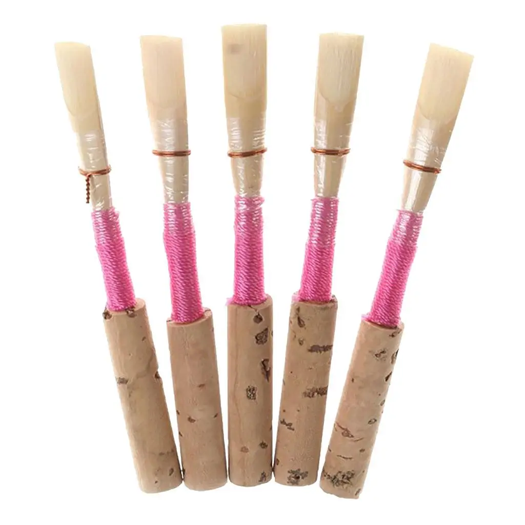 

5pc Oboe Reeds Pink Strength Medium Handmade W/ Box Container for Oboe