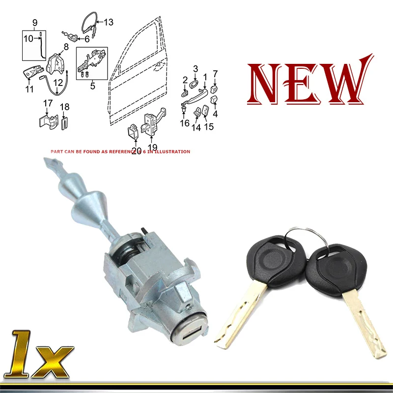 

Car Left Door Lock Cylinder With 2 Keys 5121-7162-427 51217162427 51217162439 For BMW 3 E90