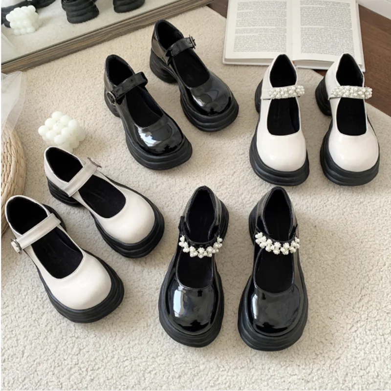 

Женские туфли с большим носком в стиле ретро, Новинка весна-лето 2022, модные студенческие женские туфли в британском стиле, простая обувь на т...