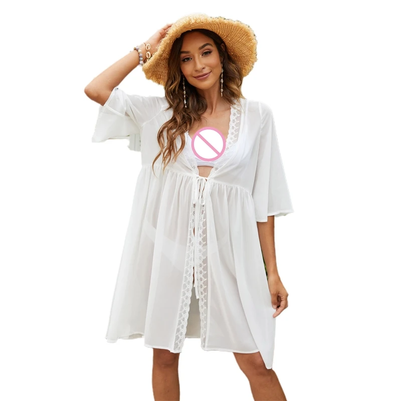 

A5KC Womens Chiffon Beach Blouses Kimono Cardigan Long Bikini Cover Up Swimwear