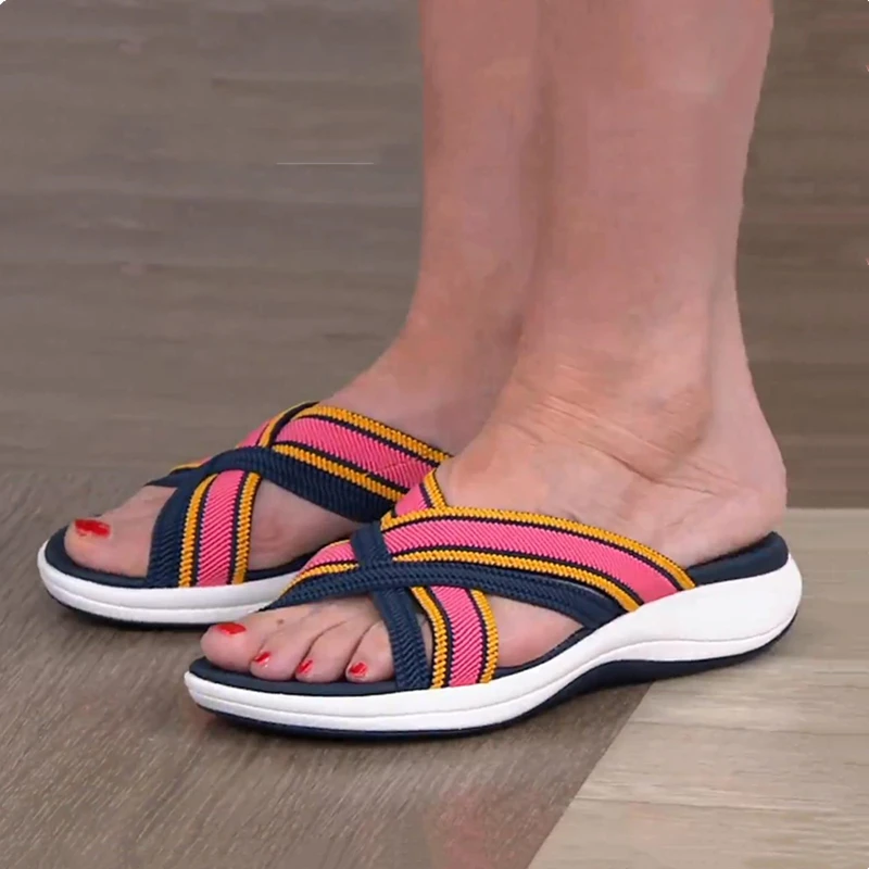 

Women Cross Strap Slippers Platform Open Toe Mixed Color Wedges Female Sandals Summer Outdoor Beach Slipper Women Shoes Comfy
