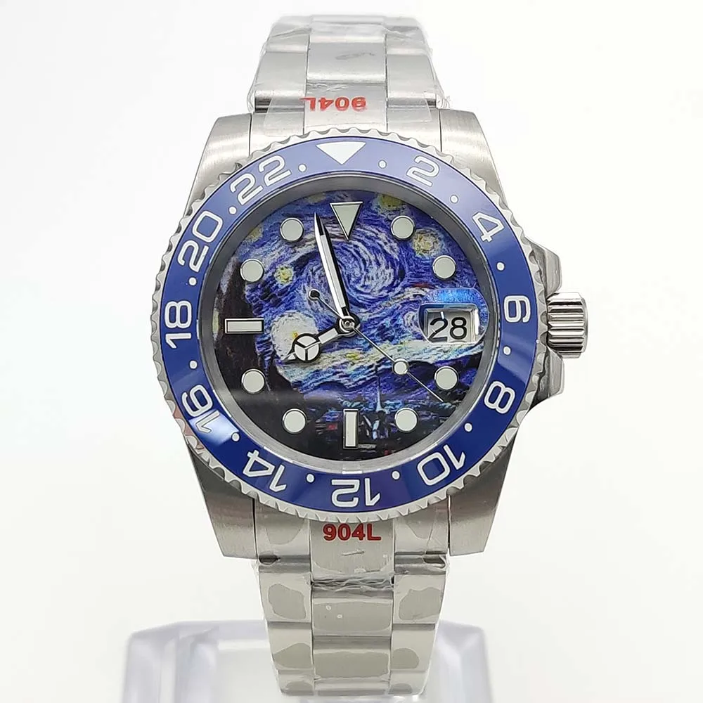 Мужские механические часы NH35 с автоподзаводом стильный циферблат безель