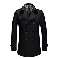 fashion pea coat men 2022 spring autumn winter double breasted casual long woolen coats mens overcoat male peacoat