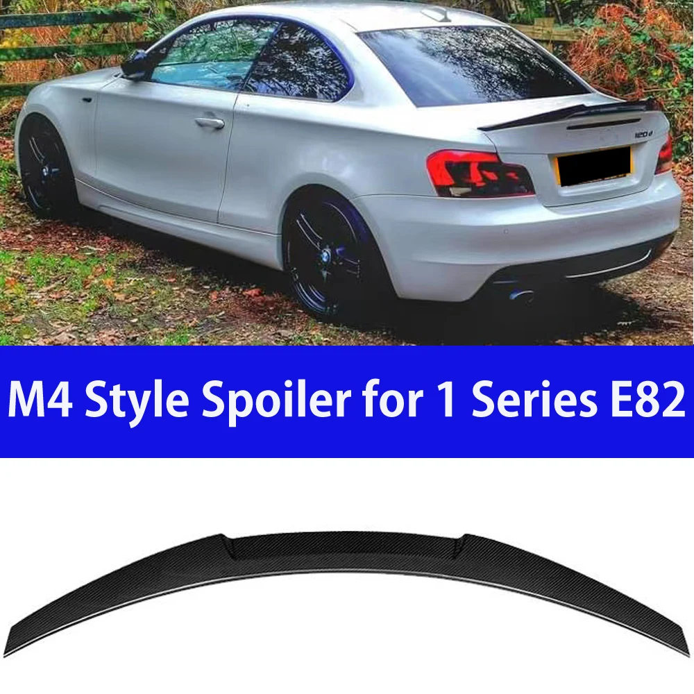 

Car Spoiler High Kick M4 Style Real Carbon Fiber Wing Rear Trunk For BMW 1 Series 1M Coupe E82 120d 135i 2007-2013