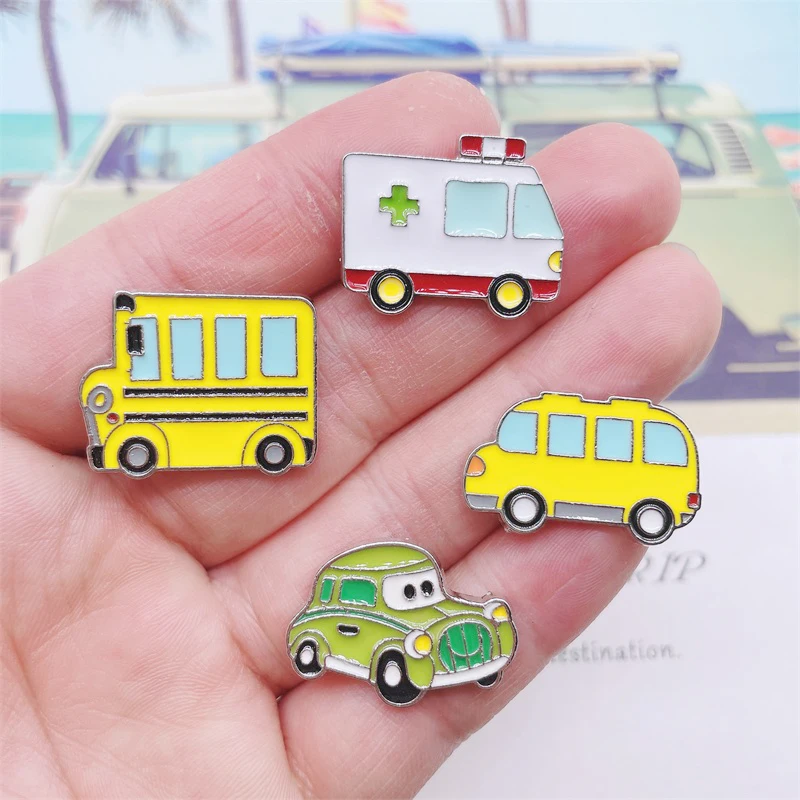 Мультяшный милый автомобиль эмаль PinsTaxi пожарная машина экскаватор забавная