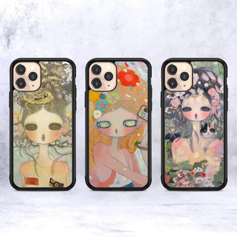 

Aya Takano Phone Case Silicone PC+TPU Case for iPhone 11 12 13 Pro Max 8 7 6 Plus X SE XR Hard Fundas