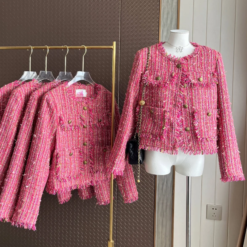 Женская твидовая куртка с длинным рукавом