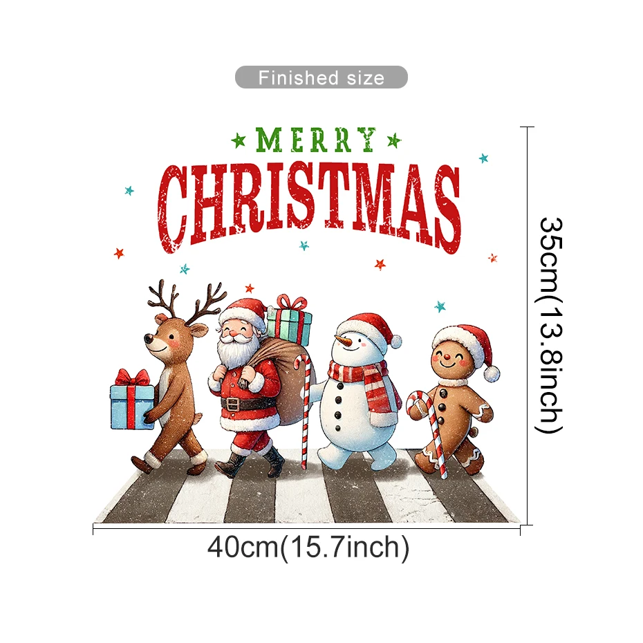 Наклейка на дверь с рисунком Санта-Клауса лося снеговика наклейка окно стену