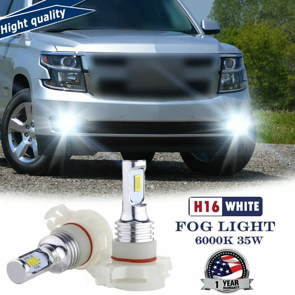 

For Chevrolet Tahoe 2007-14 2X H16 LED Fog Light Bulbs Pure White Conversion Kit