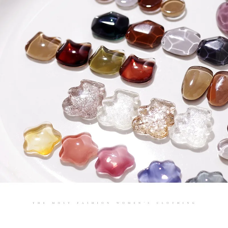 40 шт. прозрачный стеклянный дисплей для дизайна ногтей медведь любовь звезда