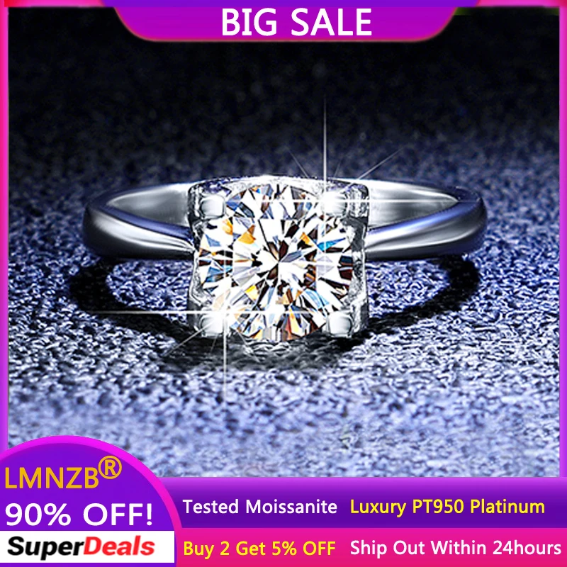 

Real PT950 Platinum Moissanite Engagement Ring Brilliant 1 Carat / 2 Carat D Color VVS Diamond Halo Wedding Band for Women